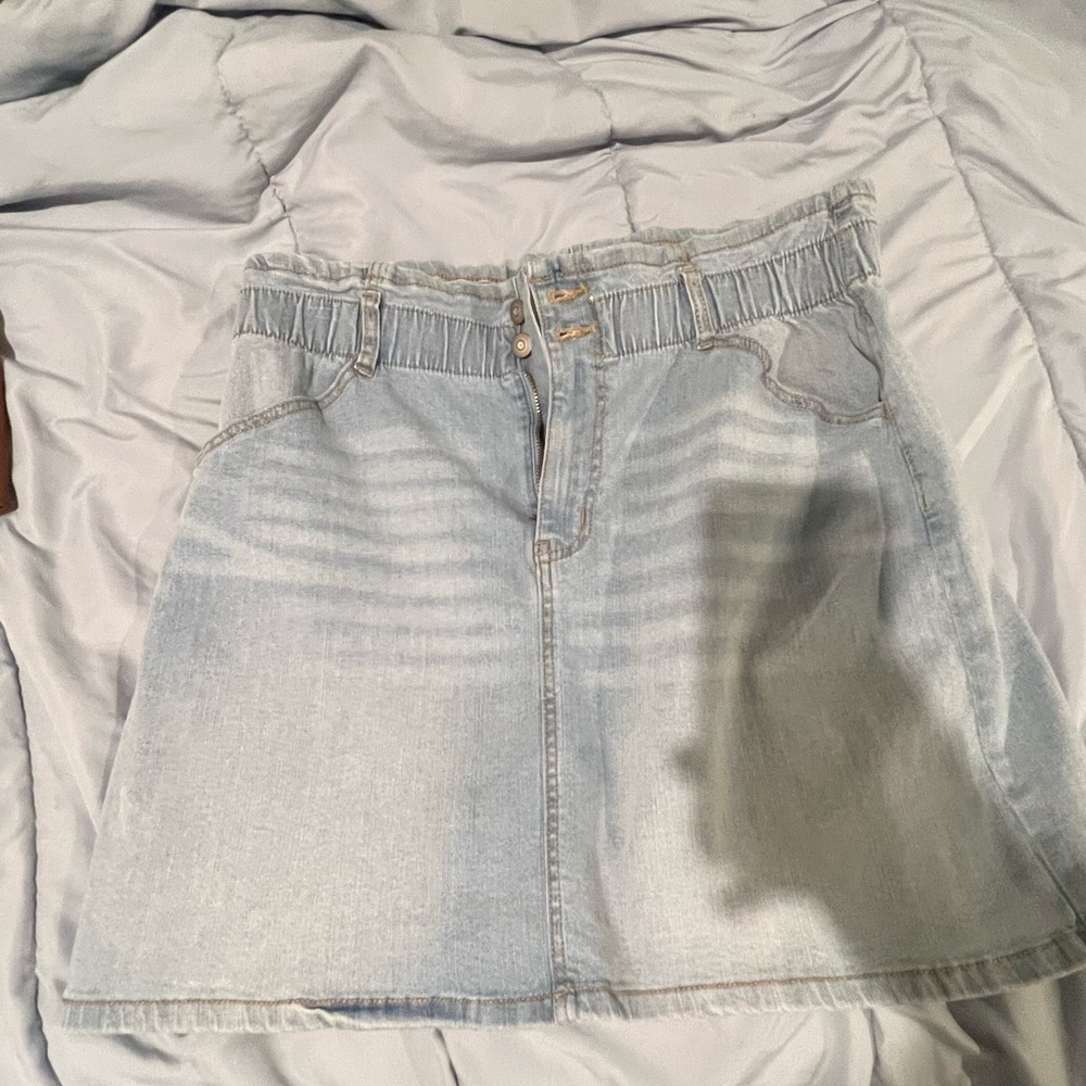 High rise denim skirt